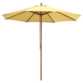 9FT Patio Wooden Umbrella, Yellow