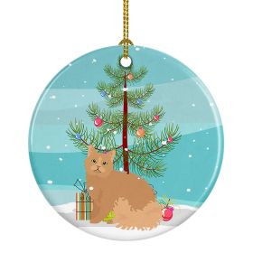 NEW Selkirk Rex Cat Christmas Ceramic Ornament Christmas Tree Hanging Decorations for Home Christmas Holiday, Party, Gift, 3 in, Multicolor