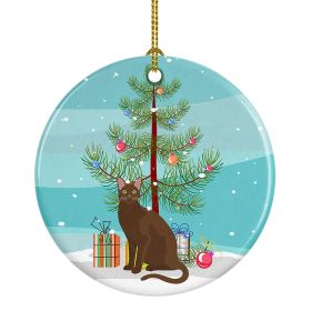 NEW Havana Brown Cat Christmas Ceramic Ornament Christmas Tree Hanging Decorations for Home Christmas Holiday, Party, Gift, 3 in, Multicolor