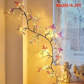 Enchanted Lights With Remote, 18 Branches 144 LEDs Lighted Willow Swag For Wall Decor, Indoor Artificial Plug In Fairy Lights For Bedroom, Living (Option: 4.2FT)