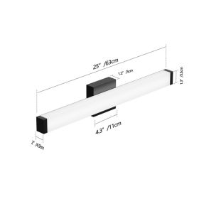 Bathroom Vanity Light Black - 25 Inch Modern Vanity Lights For Bathroom - 14W LED Bath Lights Over Mirror Cool White Light 6000K (Option: BLACK)