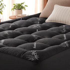 Queen Mattress Topper Viscose Derived From Bamboo, Cooling Thick Pillow Top Mattress Pad With Deep Pocket For 8-21 Mattress, Soft Breathable Matt (Option: Black-Q)