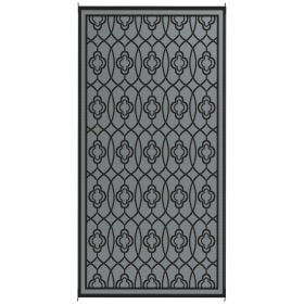 Reversible Outdoor Rug, Waterproof Plastic Straw With Carry Bag, 9 X 18, Black & Gray Lantern (Option: BLACK)