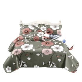 5 Piece Reversible Duvet Cover Set, US Designer Sage Green Vintage Floral Print Heavyweight Bedding Set With Pillow Shams And Throw Cushion Cover (Option: TWIN)