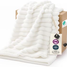 White Throw Blanket For Couch Birthday Gifts For Women Mom Her Girls, Cozy Fleece Blanket For Sofa Bed, Living Room Home Bedroom Decor Dorm (Option: White)
