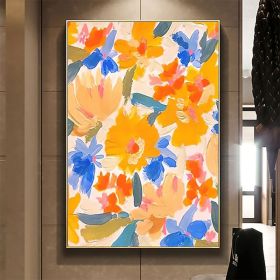 Handmade Oil Painting Canvas Wall Art Decor Original Orange Flower Painting Abstract Floral Painting Living Room Hallway Bedroom Luxurious Decora (Style: 01, size: 150X220cm)
