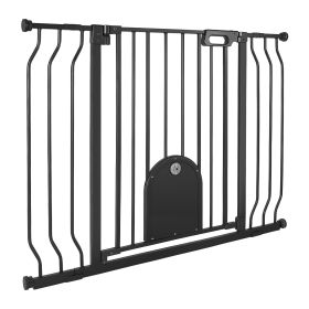 Baby Gate for Stairs, 29.5-43 in Adjustable Width, Baby Gate with Adjustable Cat Door, with Pressure Mount Kit and Wall Mount Kit (Default: Default)
