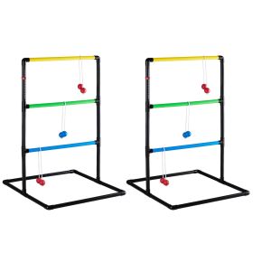 The ladder ball and golf throwing ball set is used for the ladder throwing game and includes 6 balls, a scoring board and a portable bag. (Color: black)