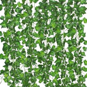 12 Pack Fake Vines For Room Decor Artificial With Clip Green Flowers (Option: GREEN)
